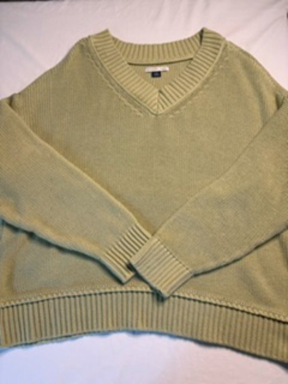 American Eagle Outfitters V-Neck Knit Sweater Sage/Olive Size M